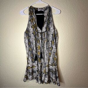 OLIVACEOUS  Snake Print Flounce Ruffle Sleeveless Mini Cocktail Dress.size m